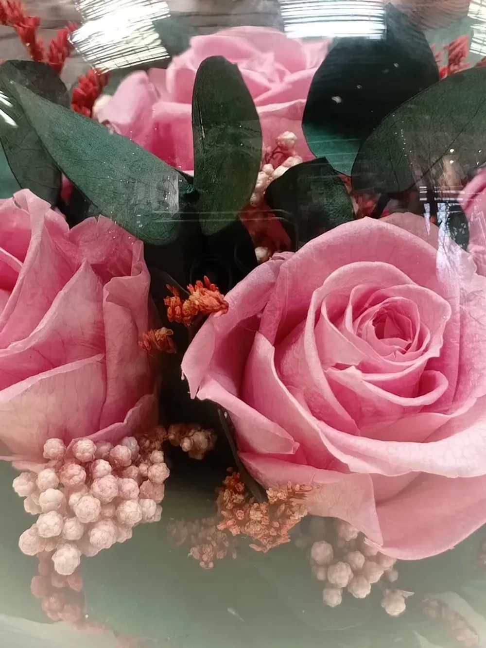 натуральные розы в стекле, вакуум*