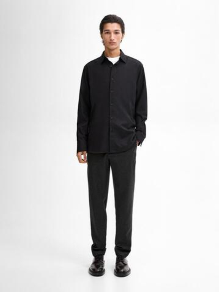 Massimo Dutti Рубашка из 100% хлопкового твила, темно-синий