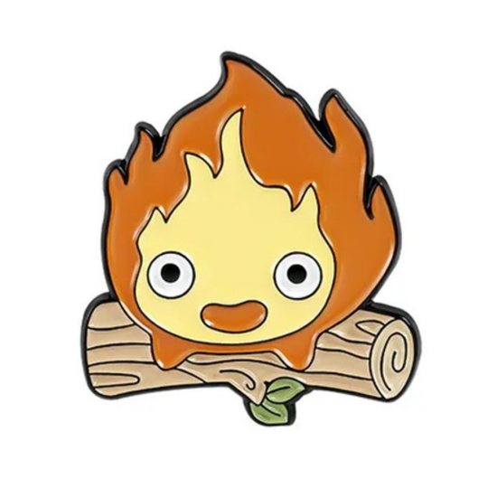 Значок металлический Кальцифер на бревне, р-р 3х2,8см