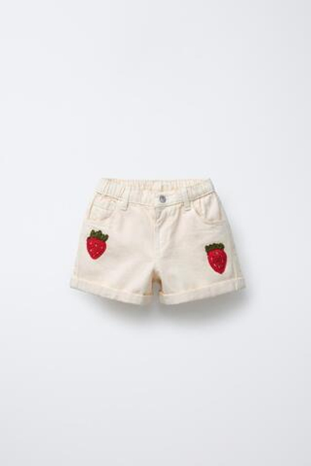 ZARA БЕРМУДЫ ИЗ КРУЖЕВА КРОШЕ КЛУБНИЧНОГО КРОШЕ, ЭКРЮ