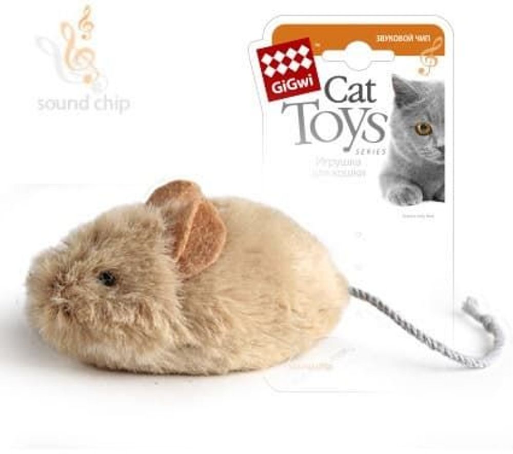 GiGwi 75217 Игрушка Мышка со звуковым чипом/искусственный мех