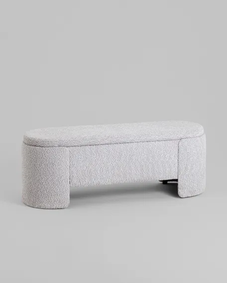 Банкетка Taks с местом для хранения букле светло-серый