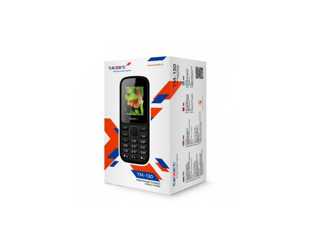 Телефон мобильный Texet TM-130 Black-RED  (2sim)