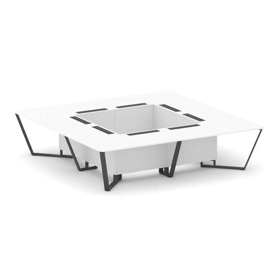 Steel Meet Стол переговорный квадратный KD-PR.B.SP-16K Белый Бриллиант/Металл Антрацит 3200*3200*750