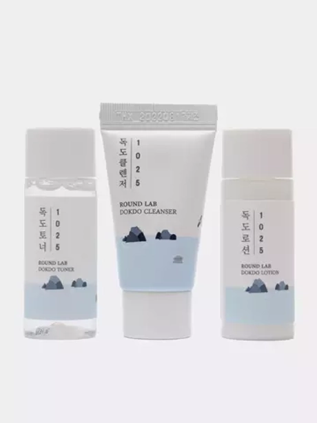 Набор для ухода за кожей Round lab 1025 Dokdo Deep sea water skin care set mini (Тонер + Лосьон + Пенка)