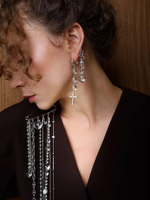 Кафф "Bubble mini easy" с горным хрусталем Silver