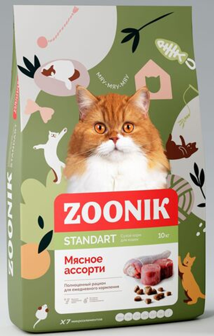 Cухой корм ZOONIK для кошек Мясное ассорти 10 кг