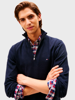 Свитер Tommy Hilfiger Solid Logo Quater-Zip Navy