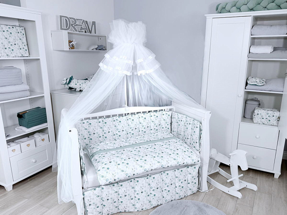 Комплект постельного белья Lepre New Eucaliptus 6 предметов 125х65 см белый/бирюзовый/зеленый