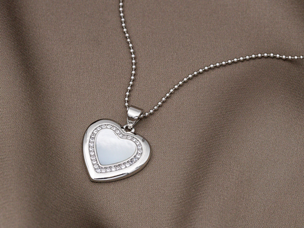 Подвеска "Сердце" 18,5мм, с перламутром и стразами