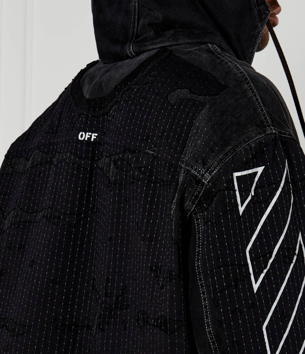 Джинсовая куртка DIAG BORO OFF-WHITE - черный(OMYE095F 24DEN001)