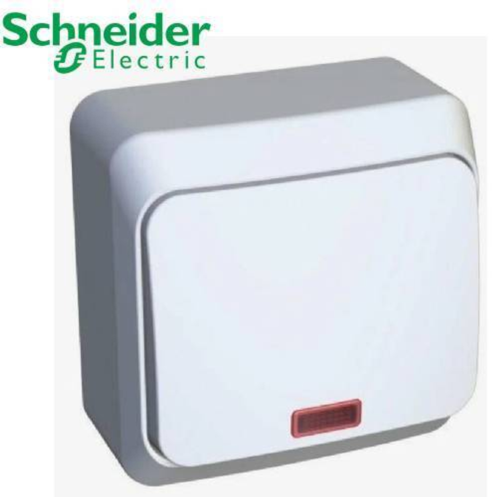 ВА10-007В Переключатель 1кл с подсветкой (белый) Этюд Schneider