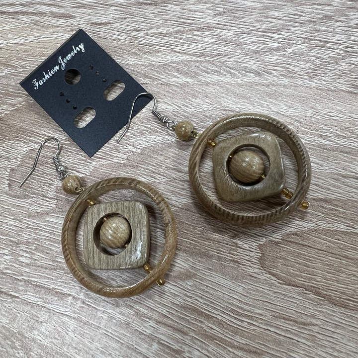 Серьги Аргентина, цвет коричневый, дерево 4,5 см