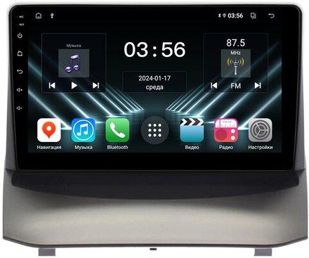 Магнитола для Ford Fiesta MK6 2008-2012 (красный БК, рамка тип 1) - FarCar DX3249M монитор 9" IPS на Android 13, 4+64Гб, CarPlay