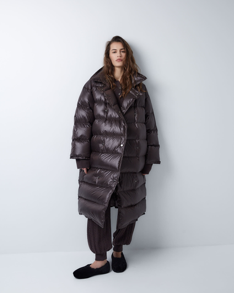 Поло объемного кроя из смесового кашемира шоколадный