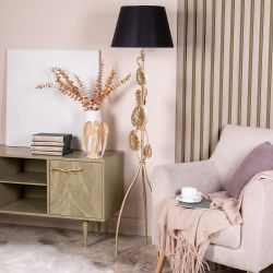 Светильник напольный торшер Monstera Deliciosa (Монстера) с абажуром Сити-2 Черный