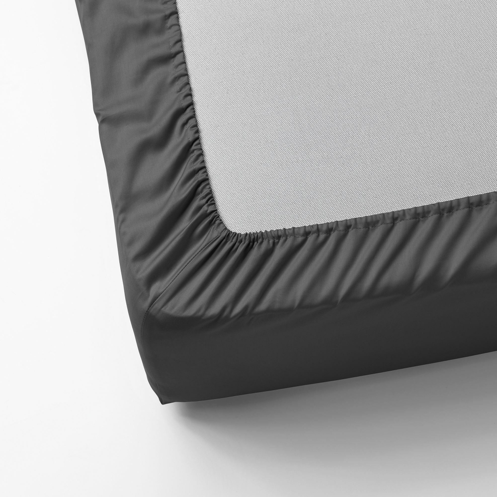 Простыня на резинке IKEA NATTJASMIN (НАТТЭСМИН), Темно-серый, 90х200 см