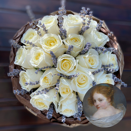 Лунное искушение — букет серии Заповедные ароматы — розы Норма Джин и душистая лаванда