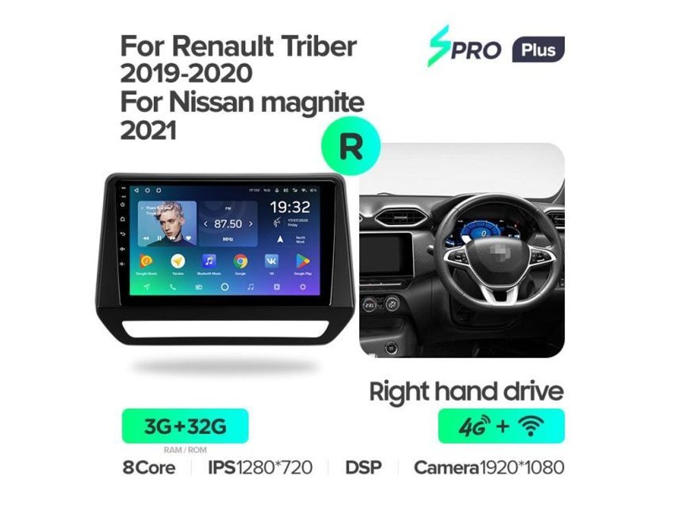 Магнитола Teyes SPRO Plus 3-32 Renault Triber 2019 — 2020/ Nissan magnite 2021 9.0&quot;