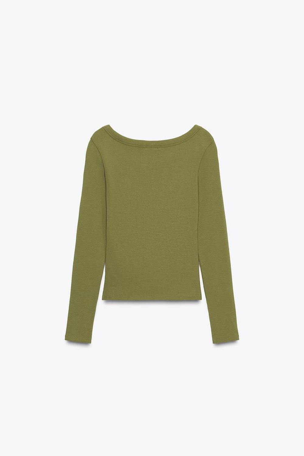 ZARA ФУТБОЛКА В РУБЧИК С ДЛИННЫМИ РУКАВАМИ, ЗЕЛЕНЫЙ