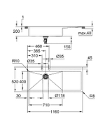 Кухонная мойка Grohe K1000 116 L 31581SD1 Нержавеющая сталь