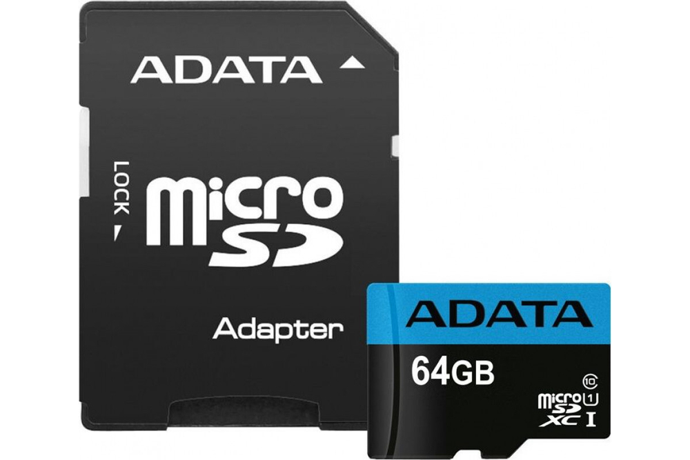 Карта памяти Adata microSDXC Premier Class 10 UHS-I U1 (85/25MB/s) 64GB + ADP