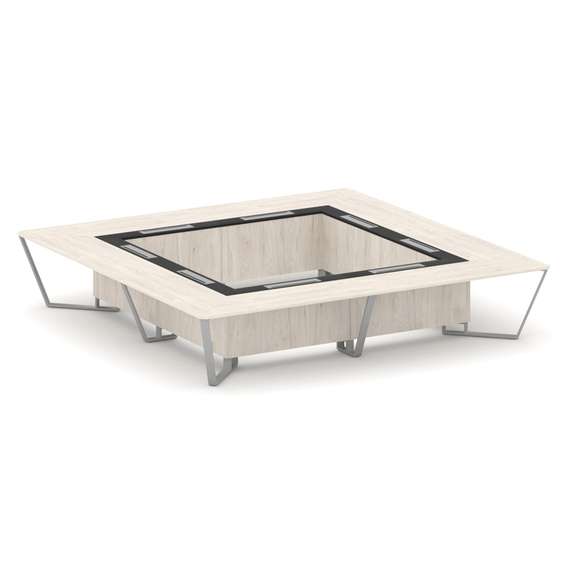 Steel Meet Стол переговорный квадратный KMK-PR.B.SP-20K2 Денвер Светлый/Графит Глянец/Металл Серый 4