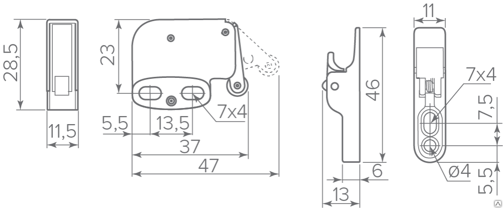 Нажимная защелка/замок/толкатель Mini Latch GTV с ответной частью