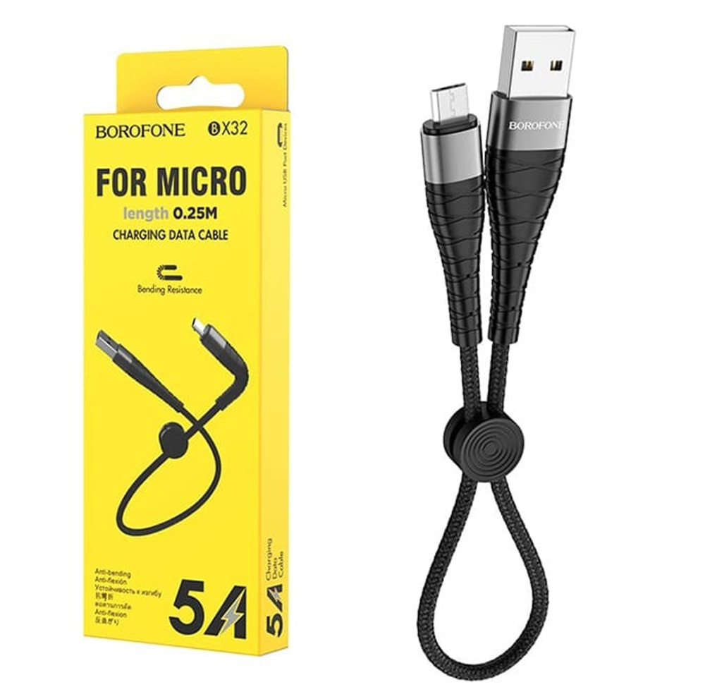 Кабель USB - Micro BOROFONE BX32 (черный) 25см