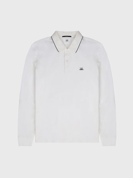 Поло с длинным рукавом C.P. Company Stretch Piquet Line Gauze White