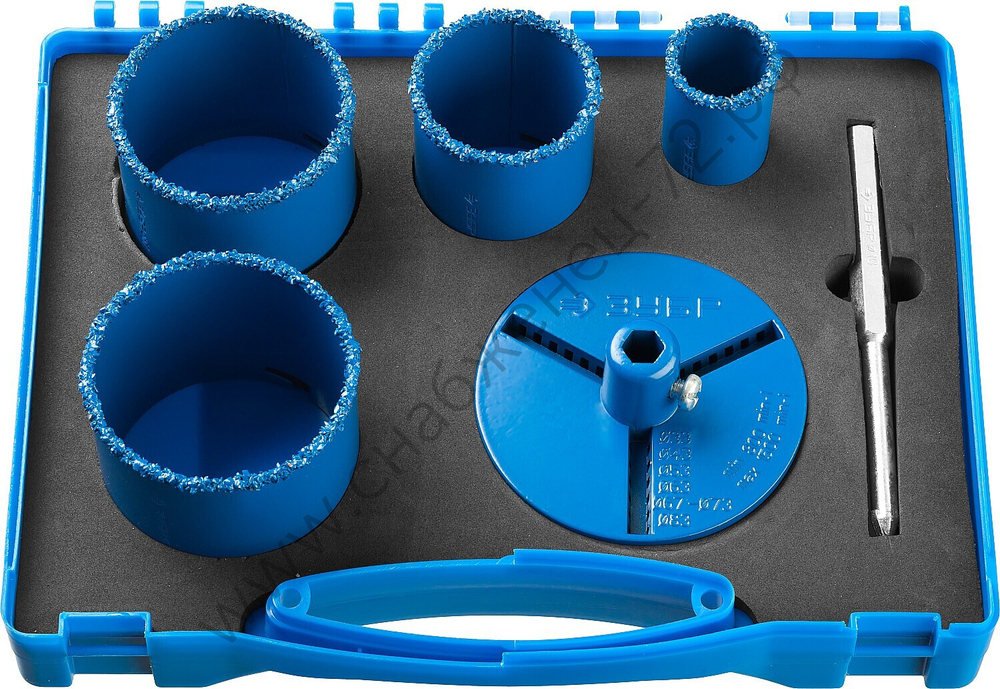 ЗУБР 6 шт: 33, 53, 67, 73 мм, карбид вольфрама, Набор кольцевых коронок, Профессионал (33350-H6)