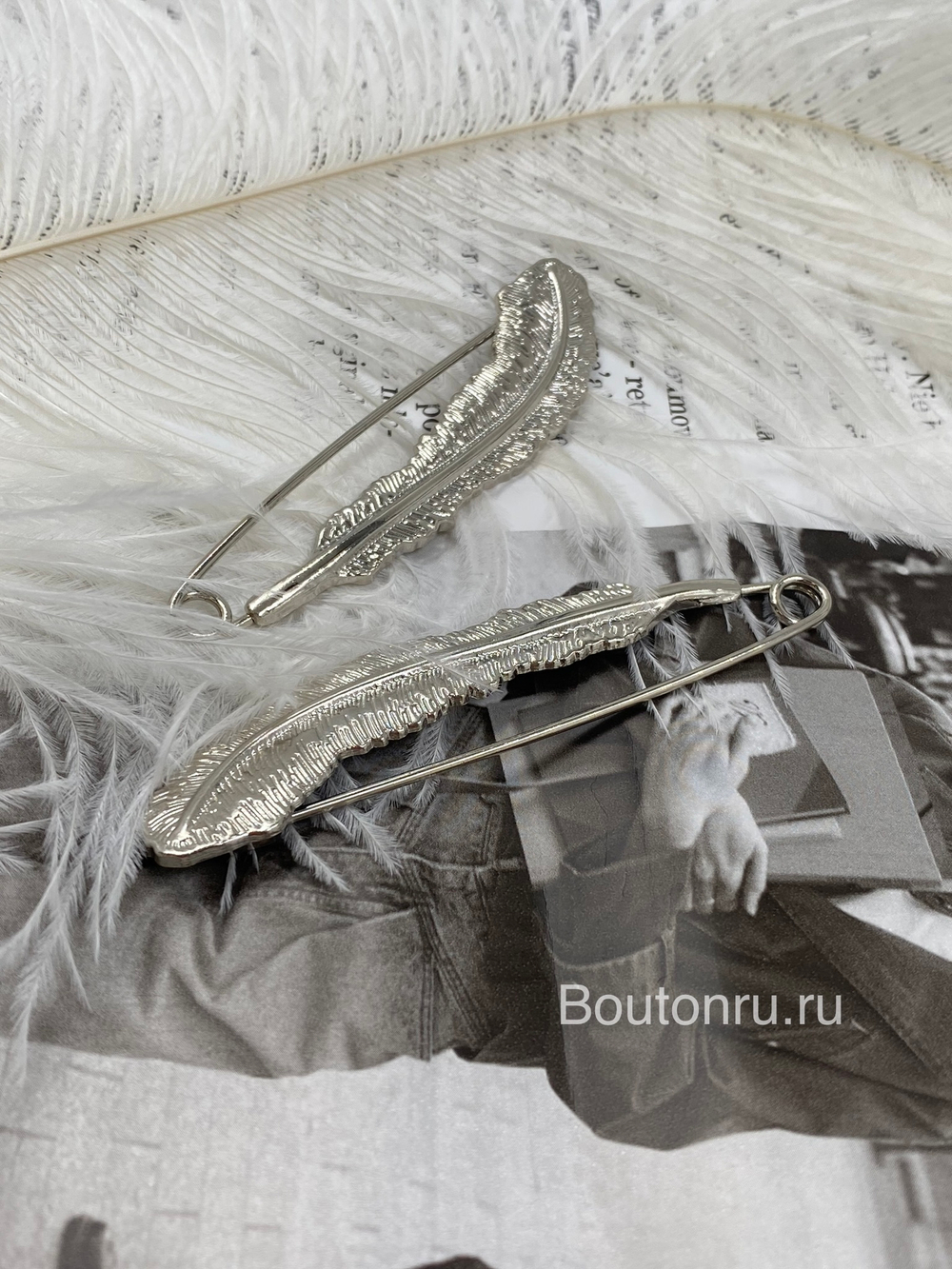 Брошь булавка "перо" ( 90 х 21 )