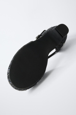 ZARA ТУФЛИ НА КАБЛУКЕ С БЛЕСТКАМИ И ЗВЕЗДАМИ, ЧЕРНЫЙ