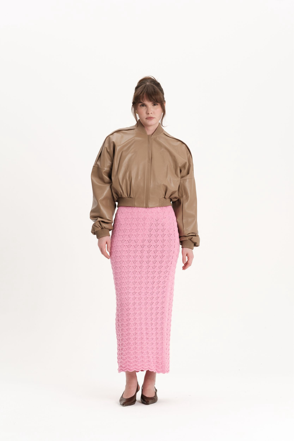 Бежевая кожаная куртка k é k é