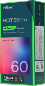 6.78" Смартфон INFINIX Hot 60 pro 8/128Gb,  X6885,  NFC,  AMOLED,  144Гц,  5160мAч,  черный