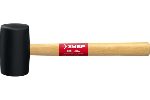 Чёрная резиновая киянка с деревянной рукояткой ЗУБР 680г 2050-75_z02