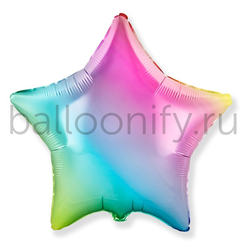 Фольгированная фигура, звезда, 32"/81СМ Металлик Радуга нежн
