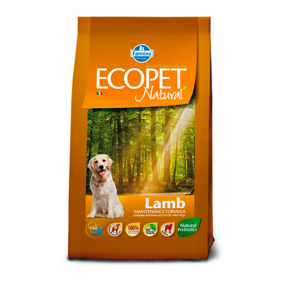 Сухой корм Farmina Ecopet natural с ягненком, для взрослых собак,12 кг.