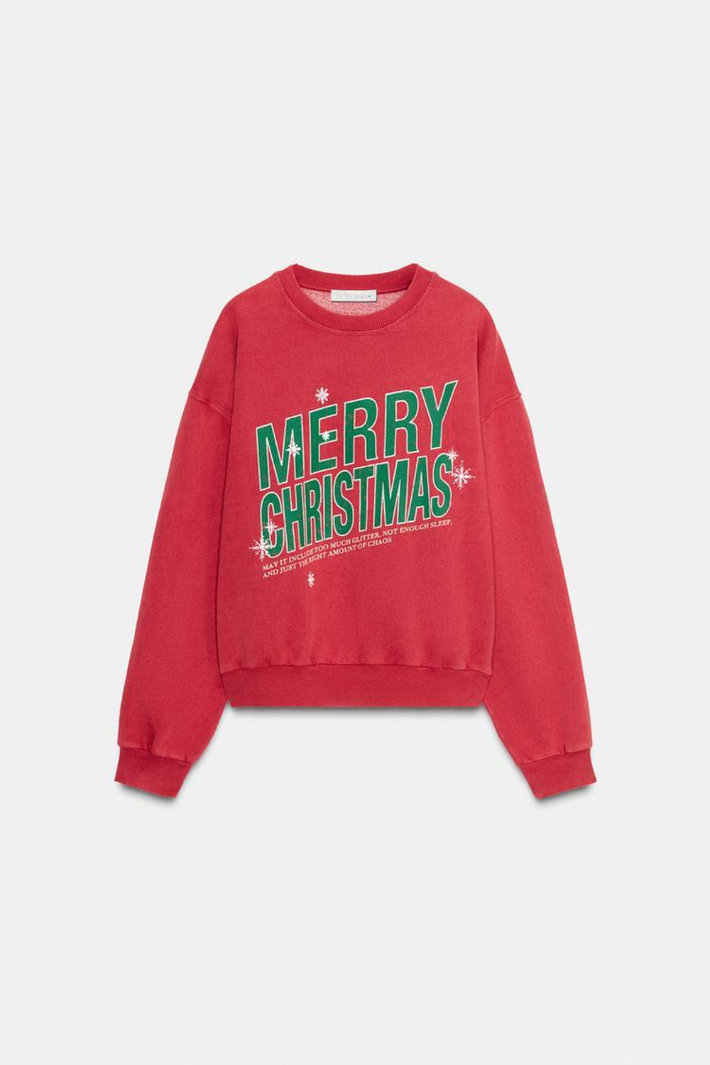 ZARA НОВОГОДНЯЯ ТОЛСТОВКА ОВЕРСАЙЗ, СВЕТЛО-ГРАНАТОВЫЙ