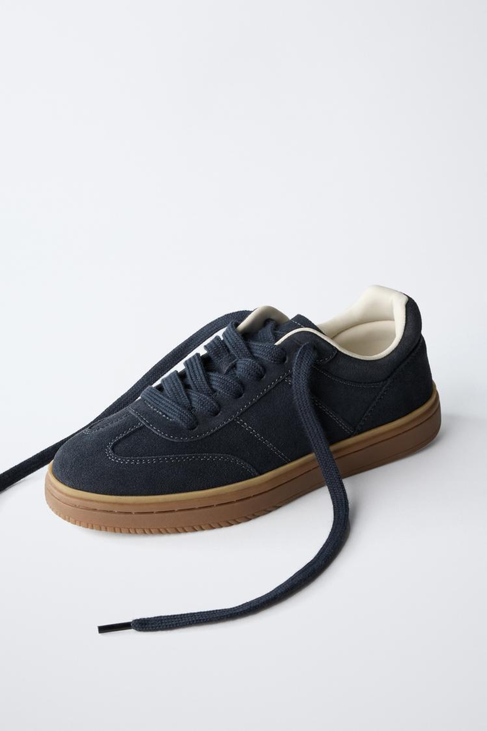 ZARA КОЖАНЫЕ КРОССОВКИ, МОРСКОЙ СИНИЙ