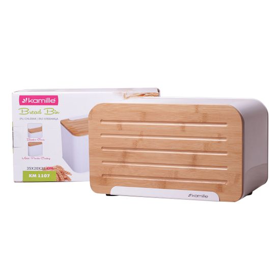 Хлебница Kamille KM-1107 (бамбук, нержавеющая сталь)