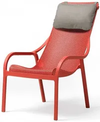 Кресло Net Lounge коралловое с серой подушкой