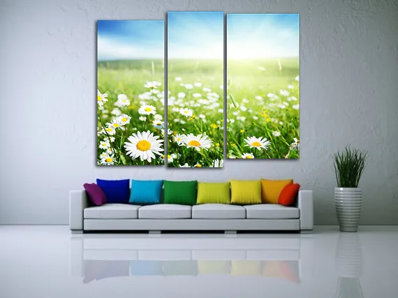 Модульная картина "Ромашковое поле"