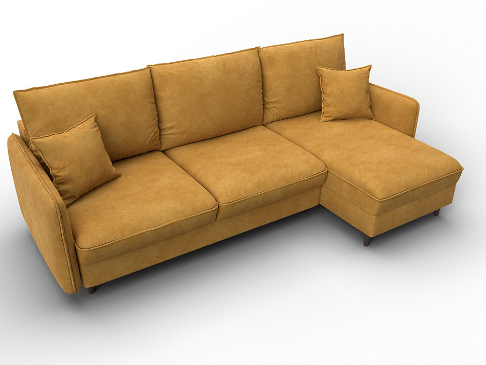 Диван угловой Лига-064 НПБ угол универсальный ВЕЛЮР BRUT 10 желтый