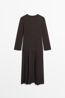 Massimo Dutti Платье из хлопкового трикотажа, золотисто-коричневый