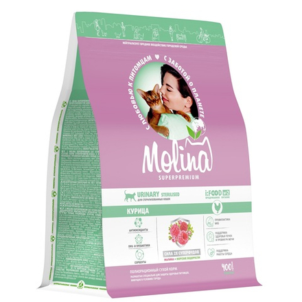 Сухой корм MOLINA STERILISED URINARY CHICKEN с курицей для взрослых стерилизованных кошек 400 г