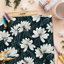 Ткань премиум дюспо цветочная двуцветная графика