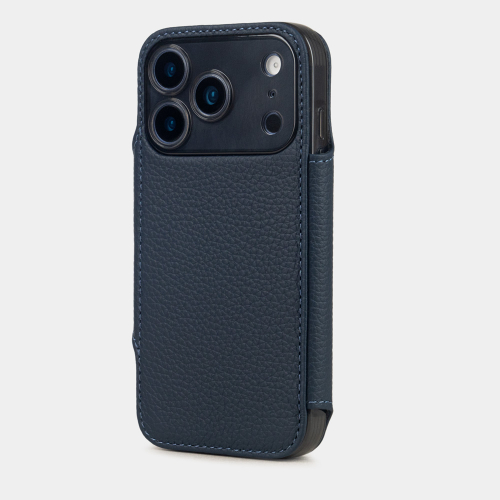 Чехол-картхолдер для iPhone 17 Pro - кожа телёнка, синий