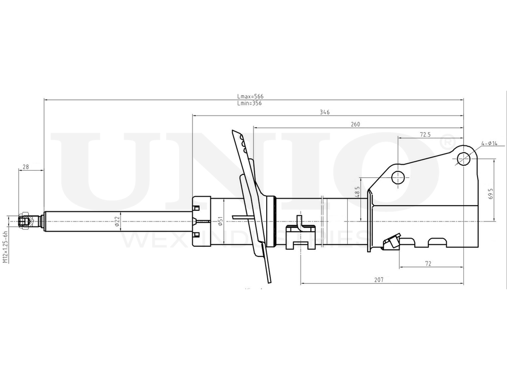 Амортизатор газовый передней подвески UNIO SAB-10620