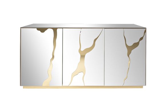 Комод зеркальный с золотым декором